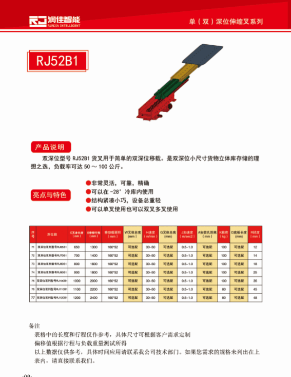 三级货叉 双列单深位堆垛机双向伸缩货叉